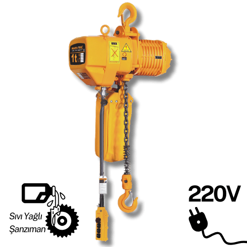 1 Ton Sabit Askılı 220V Elektrikli Zincirli Vinç