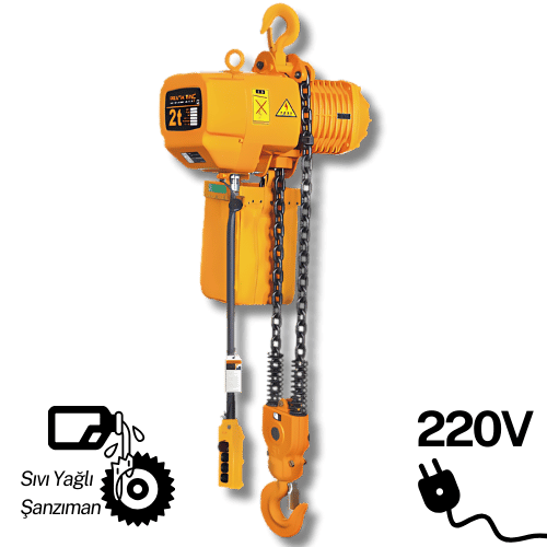 2 Ton Sabit Askılı 220V Elektrikli Zincirli Vinç