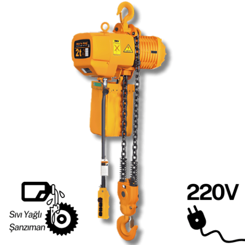 2 Ton Sabit Askılı 220V Elektrikli Zincirli Vinç