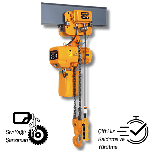 2 Ton Monoray Çift Hızlı Elektrikli Zincirli Vinç