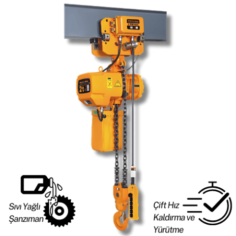 2 Ton Monoray Çift Hızlı Elektrikli Zincirli Vinç