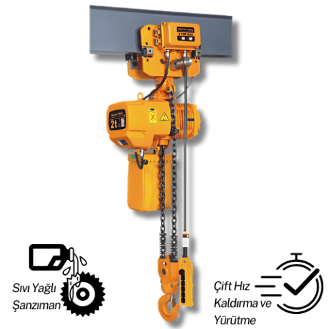 2 Ton Monoray Çift Hızlı Elektrikli Zincirli Vinç