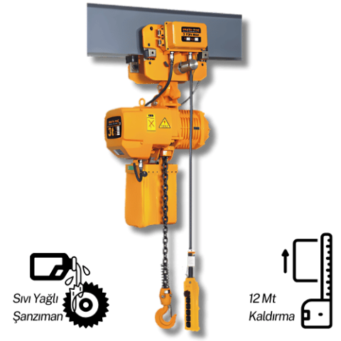 3 Ton Monoray Tek Zincirli Elektrikli Vinç 12 Mt